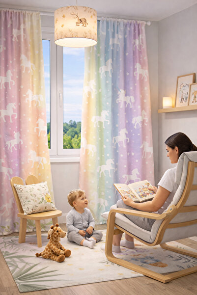 BEYDEX 100X250 ÖLÇÜSÜNDE 1 ADET BASKILI BEBEK ODASI FON PERDE ÇOCUK ODASI FON...