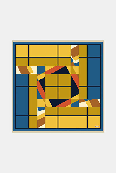 Vakko SARI GEOMETRİK DESENLİ TWILL EŞARP