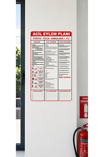 ünalgrup Emergency Action Plan Sign 35X25 cm Pvc Warning Sign Uv Printing Eas...