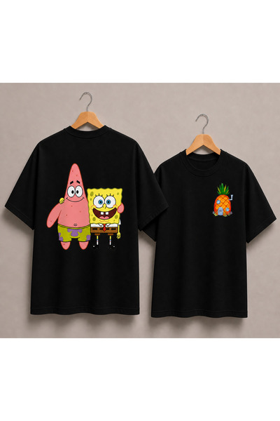 VODEXA Tricou oversize unisex PETRİK (SÜNGER OB) Imprimat, 100% bumbac, croia...
