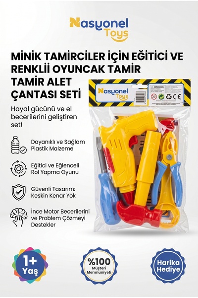 NASYONEL TOYS Minik Tamirciler İçin Eğitici ve Renkli Oyuncak Tamir Alet Çant...
