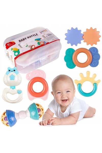 Junios Set 6 jucarii zornaitoare, dentitie si cutie depozitare