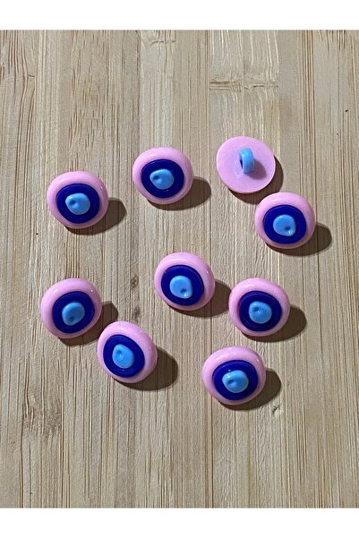 Lorin hobi Button with an Evil Eye from Below 14 mm 10 Pieces Pink