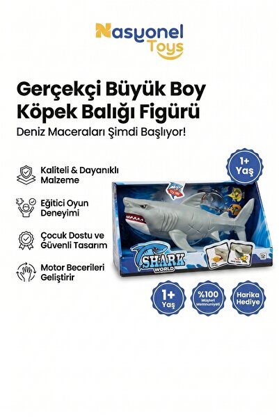 NASYONEL TOYS Shark World Gerçekçi Büyük Boy Köpek Balığı Oyuncak Figür Çocuk...