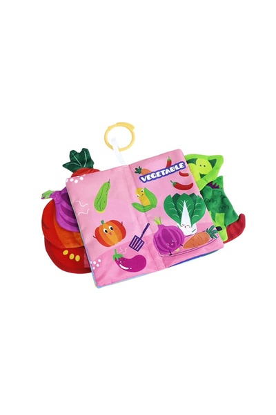 Junios Sensory textile book for babies with rattling elements and textile tai...