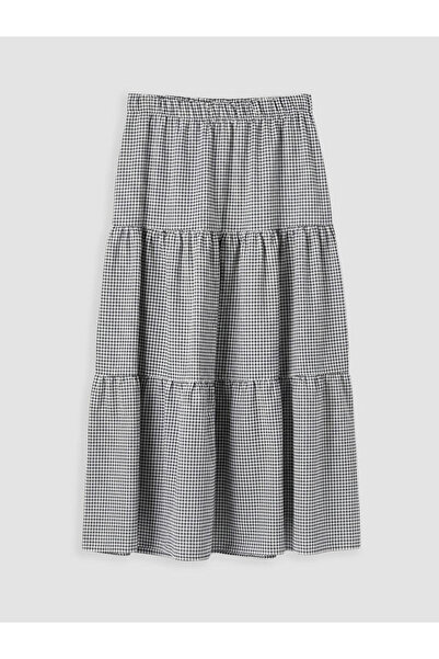 LC Waikiki Plaid Folded Skirt with Elastic Waist