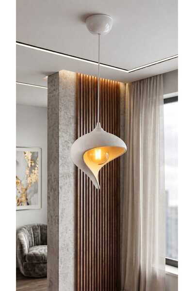 Dropcek eticaret Damla Modern Sarkıt Avize Tekli Dekoratif Beyaz Minimal Tasa...