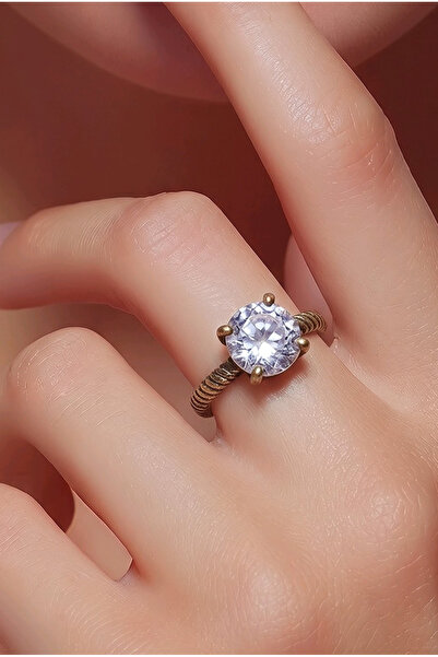 NBS Beautiful Naturel Stones Pure Copper Ring with White Stone Vintage Adjust...