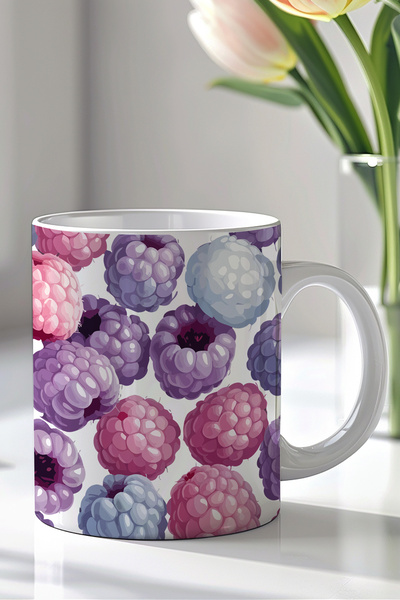 Mio Life 330ml Printed White Ceramic Mug Cup with Colorful Fruit Pattern