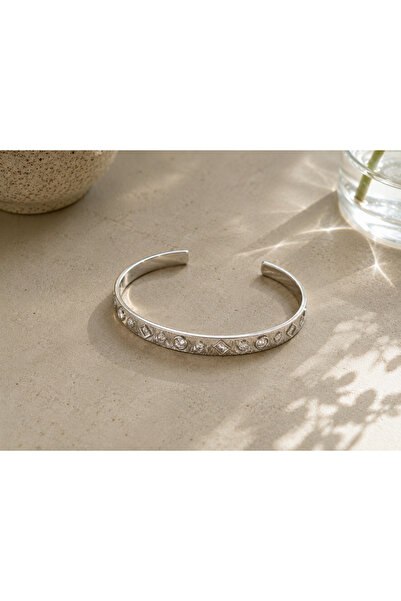 IM ATELIER Minimal Desenli Silver Kelepçe Bileklik – Modern Çelik Bileklik