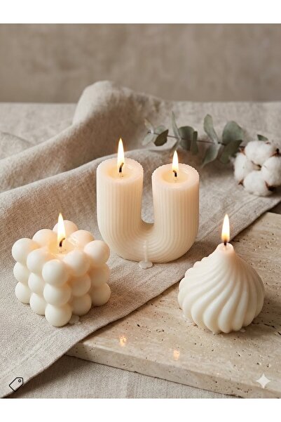 AKLIMDASIN Bubble Mum 3lü Set Mum Hediyelik Mum Ev Dekor Salon Süsü Kınalık D...