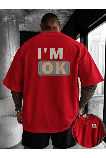 ship master Men's I'M Ok Printed Oversize 100% Cotton T-Shirt Shorts Set