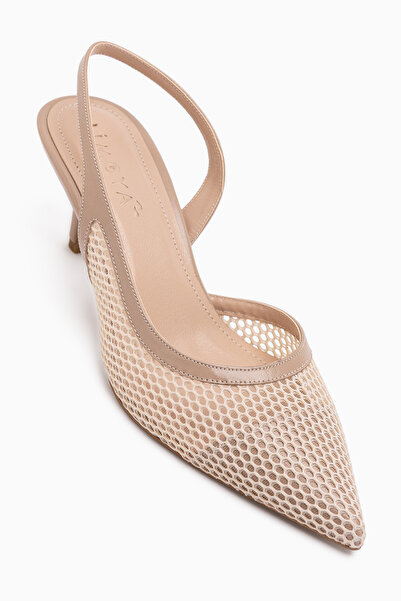 Limoya Cathe Beige Pointed Toe Women's Heeled Shoes
