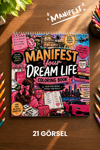 birikiyedi Manifest Coloring Book/Rahatlatıcı Motivasyon Boyama Kitabı/21 X21...