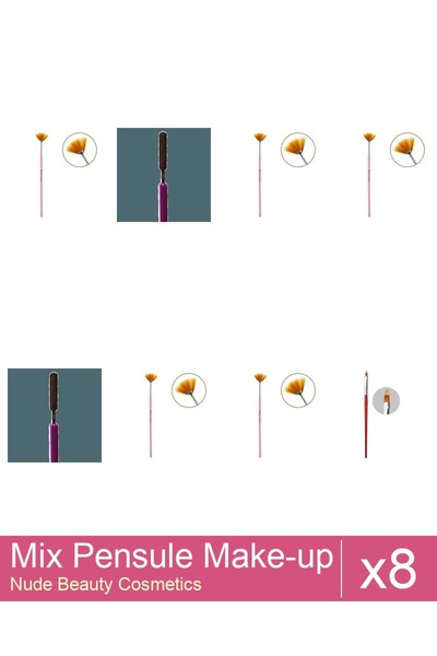 Makeup Mix Set 8 products Makeup Brushes: Fan Brush, Manicure/Pedicure Brush ...