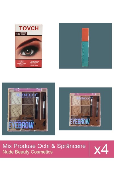 Makeup Set Mix 4 produse Rimel Sprancene: Rimel Ushas , Negru, Fard de spranc...