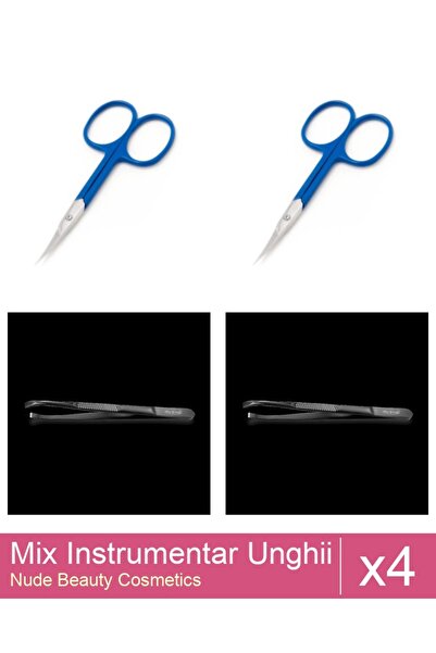 Makeup Mix Set 4 products Scissors: Professional black thin tweezers - One Gr...