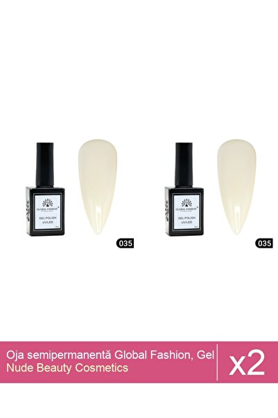 Makeup Set 2x Oja semipermanentă Global Fashion, Gel polish Elite Glow 15 ml,035