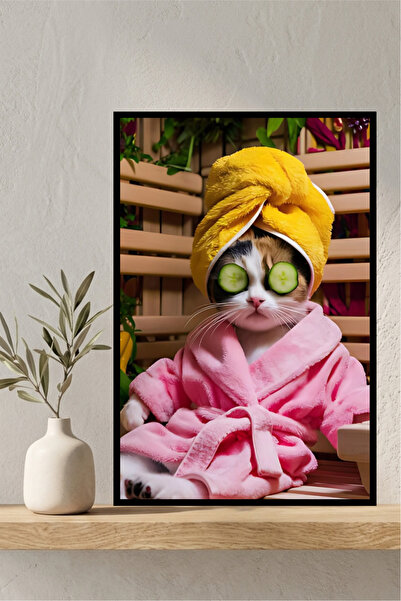 Hedef Plus Kedi Banyo Tasarımlı Çerçeve Görünümlü Mdf Tablo