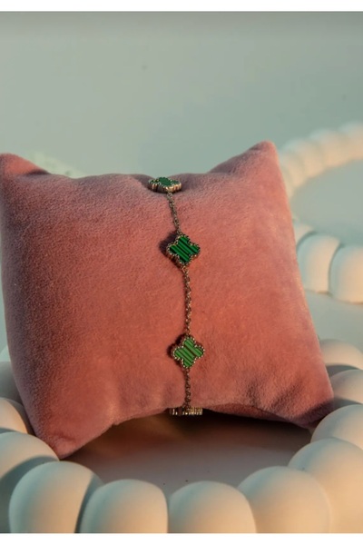 GUNESTAKI Silver mini green steel bracelet