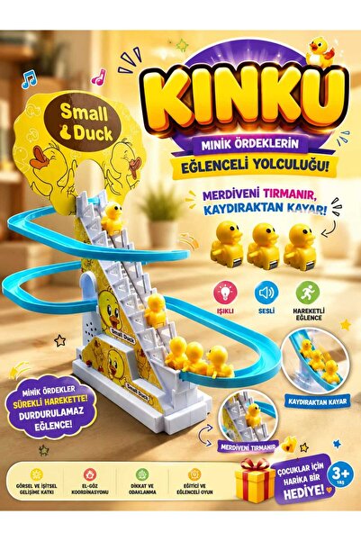 KİNKU Merdivenli Small Duck Kaydıraklı Sevimli Ördekler Müziklü- Pilli -Işıklı