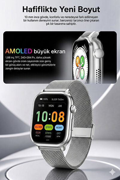 Tinytek GW13 Pro Akıllı Saat, 1.88 İnç Geniş Ekran, Bluetooth Arama ve Bildir...
