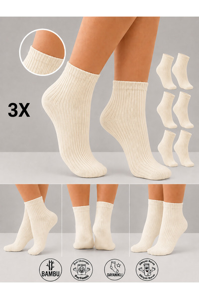 Bilal Çınar Tekstil Women's Bamboo Half-Toe Seamless Ribbed Washable Socks 3-...