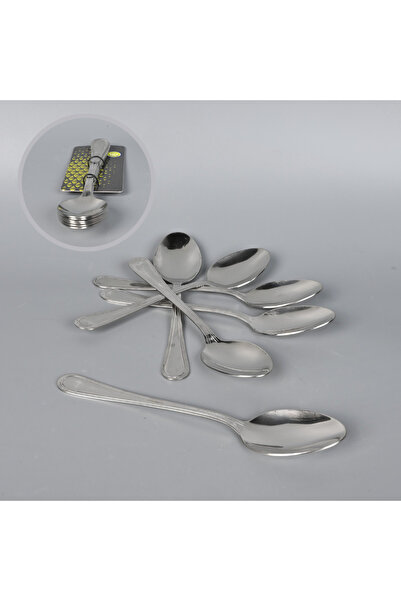 Generic طقم ملاعق طعام فضية 6 قطع من الستانلس ستيل المقاوم للصدأ للمطبخ والسف...