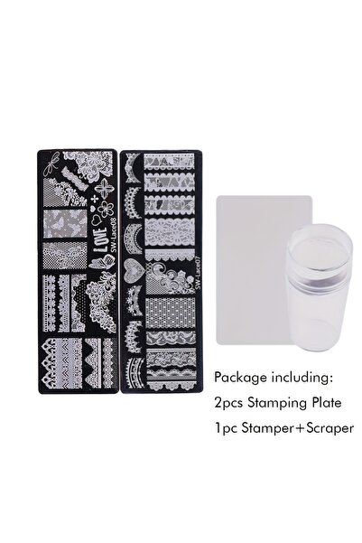Choice1 SW-Lace07 08 طقم من قطعتين، لوحة ختم أظافر من الفولاذ المقاوم للصدأ ب...