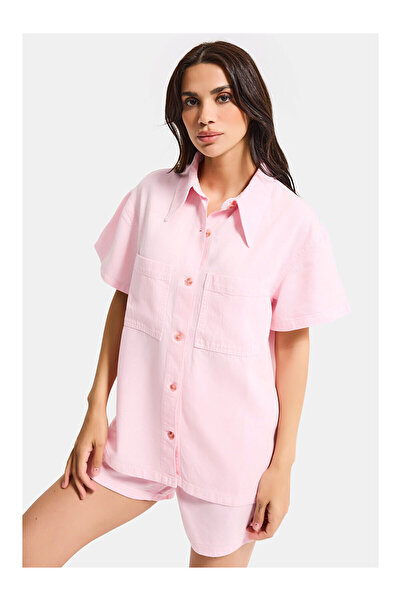 LC Waikiki Nevavm Farkıyla Women's Light Pink 6S6-98 Oversize 100% Cotton Cot...