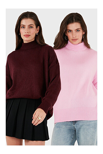 LC Waikiki Nevavm with a Difference Oversize Fit Turtleneck Soft Textured 2'L...