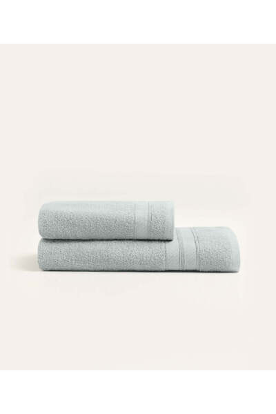 Koza Home Likya 100% Cotton Border Gray 2-Piece Dowry Towel Set 1006 70X140