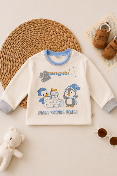 Biberon Baby Baby Set 100% Cotton Penguin Printed Top and Bottom