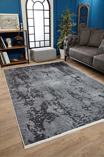 halinet Halı.Net Gray Modern Washable Non-Slip Living Room Carpet Haln-Hln1630