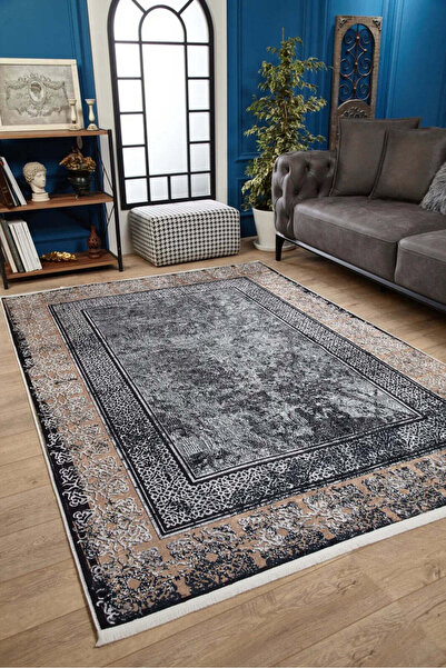halinet Halı.Net Anthracite Vintage Antique Washable Non-Slip Living Room Car...