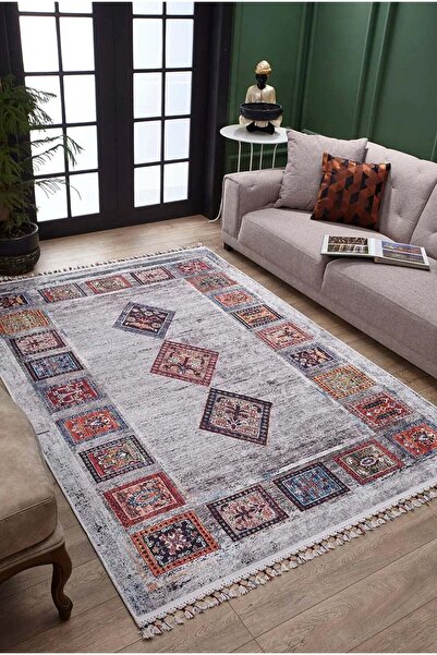 halinet Halı.Net Cream Modern Washable Non-Slip Living Room Carpet Haln-Hln5013