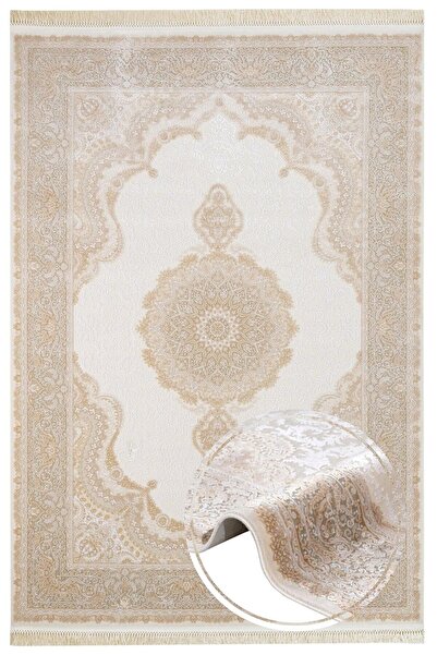 halinet Halı.Net Cream Vintage Antique Washable Living Room Carpet Artemis-Pa...