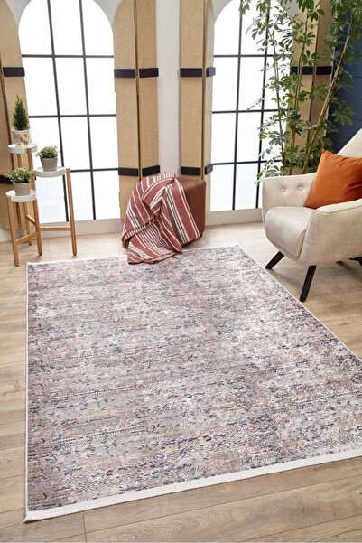 halinet Halı.Net Cream Modern Washable Non-Slip Living Room Carpet Haln-Hln1883