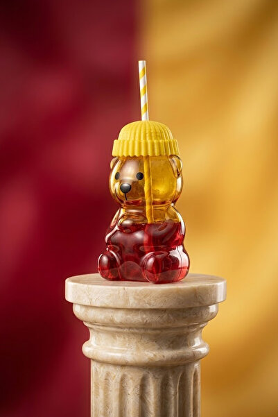 Kitchen Life Taraftar Premium Yellow Red Glass Barista Cold Drink Cup-Teddy B...