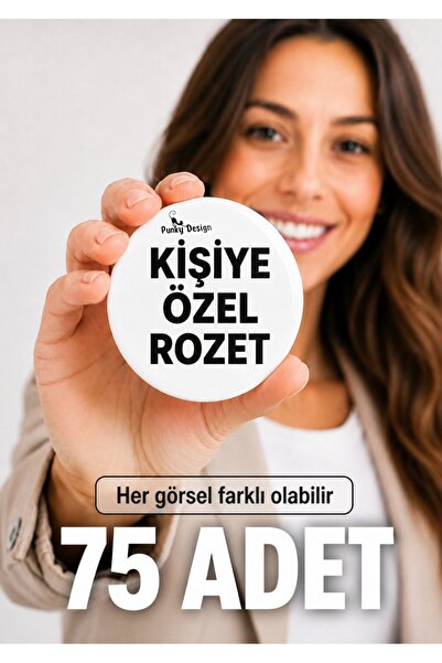 Punky Store 75 Adet Kişiye Özel Rozet Baskı 44 mm Fotoğraflı Logo İsimli Tasa...