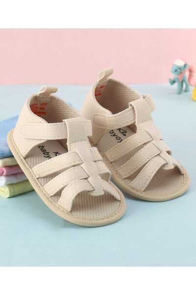 Babyoye Velcro Closure Solid Booties - Beige