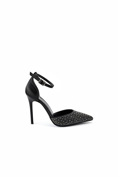 SHOEBELLAS Clıssan Siyah Tek Biye Detaylı Kadın Topuklu Ayakkabı