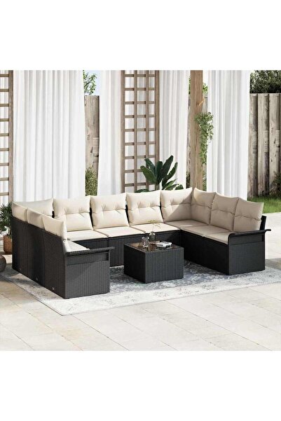 vidaxl Set de canapele pentru gradina 10 pcs Maro poliratan