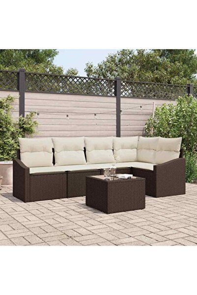 vidaxl Set de canapea cu perna 6 pcs Maro poliratan
