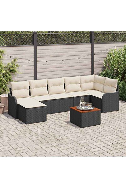 vidaxl Set de canapele pentru gradina 8 pcs Negru È™i Crem poliratan