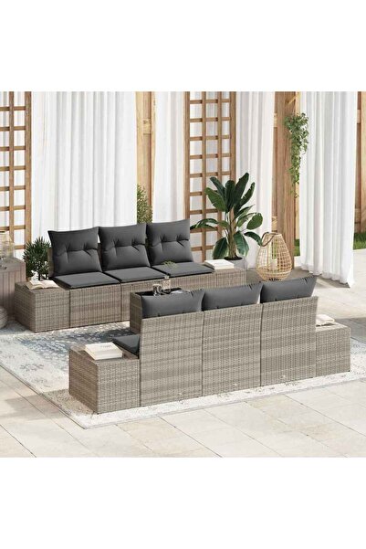 vidaxl Set de canapele pentru gradina 7 pcs Gri deschis poliratan