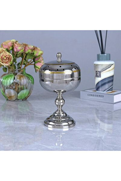 Al Hadaya Mall Stylish and Modern Design Steel Incense Burner - Silver Gold -...