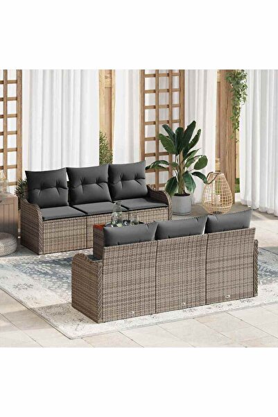 vidaxl Set de canapele pentru gradina 7 pcs Gri poliratan