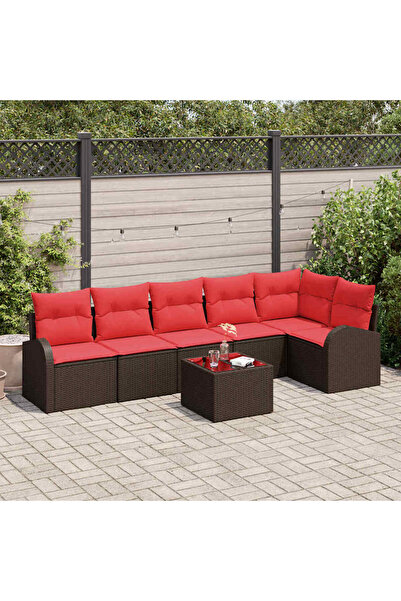 vidaxl Set de canapele pentru gradina 7 pcs Maro poliratan