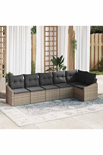vidaxl Set de canapea cu perna 6 pcs Gri poliratan